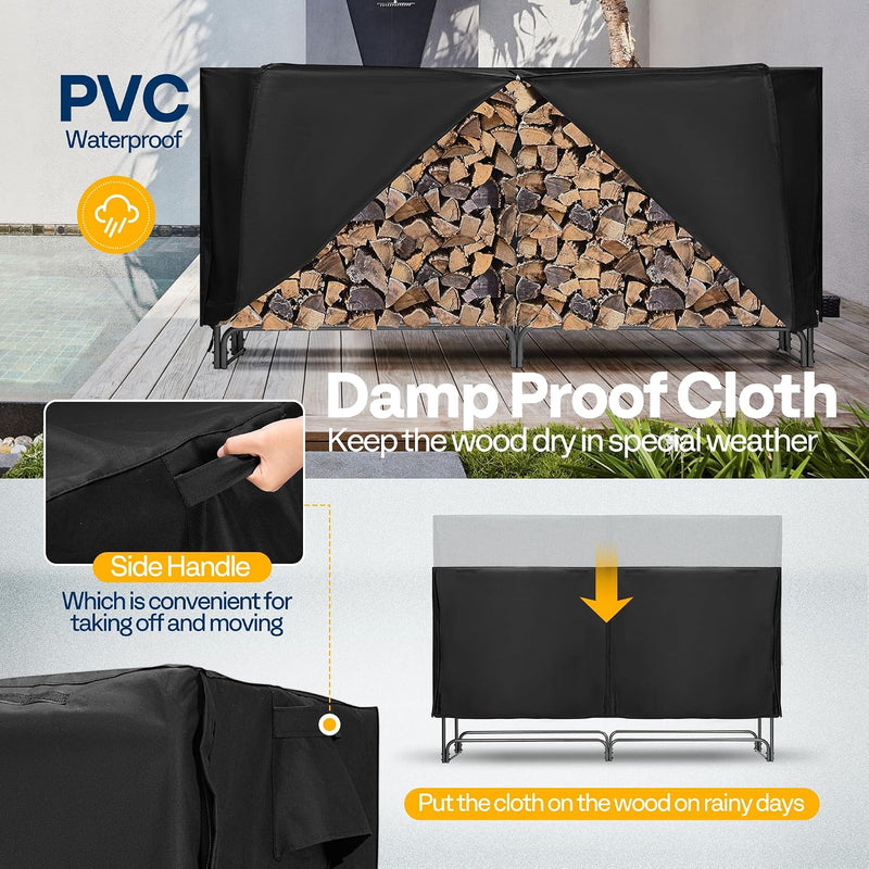 5FT Heavy Duty Firewood Rack with Cover Combo