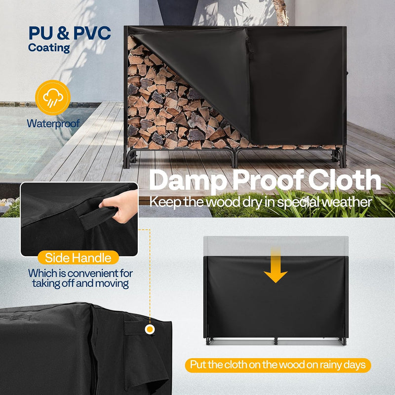 5FT Heavy Duty Firewood Rack with Cover Combo