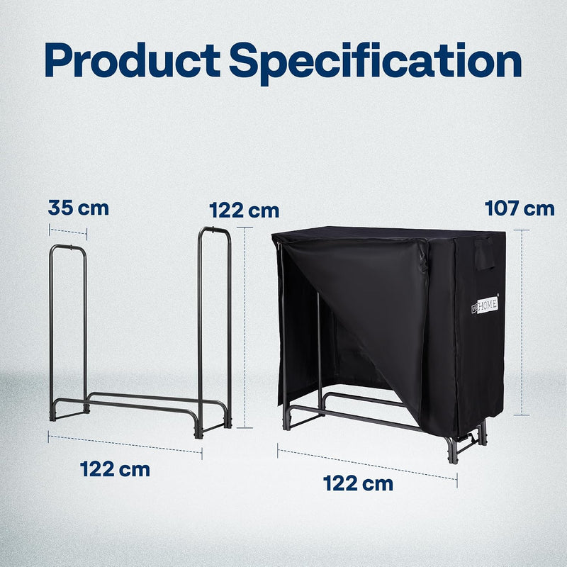 5FT Heavy Duty Firewood Rack with Cover Combo