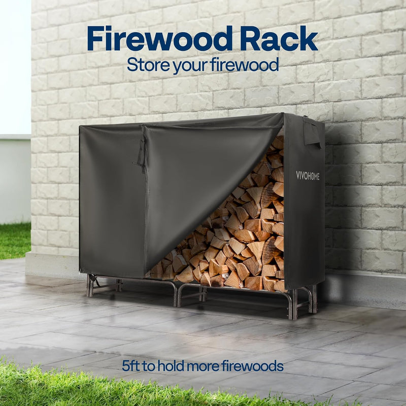 5FT Heavy Duty Firewood Rack with Cover Combo