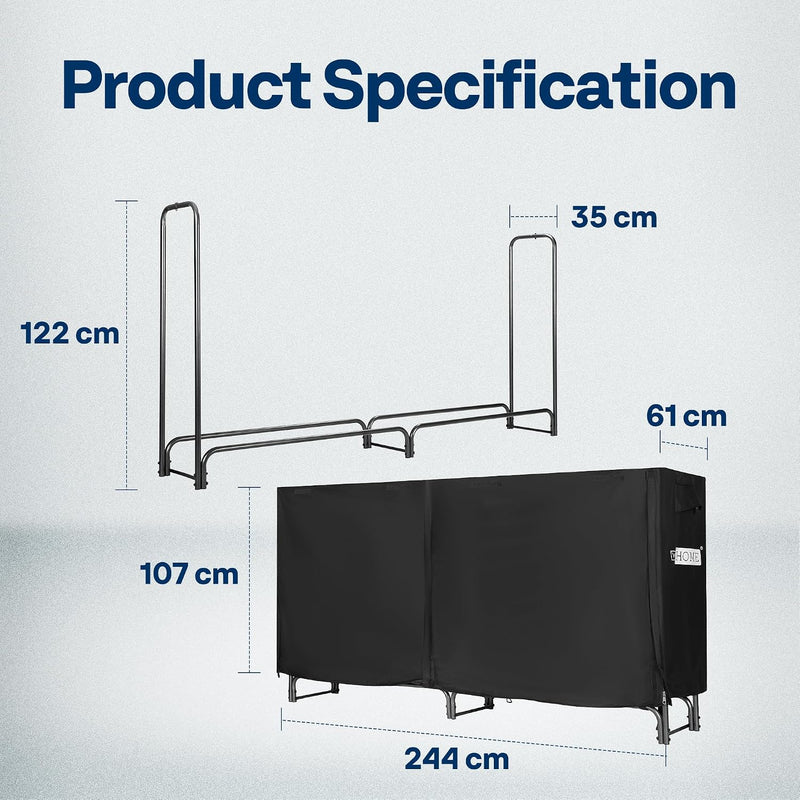 5FT Heavy Duty Firewood Rack with Cover Combo