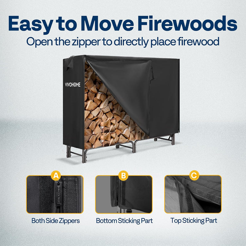 5FT Heavy Duty Firewood Rack with Cover Combo