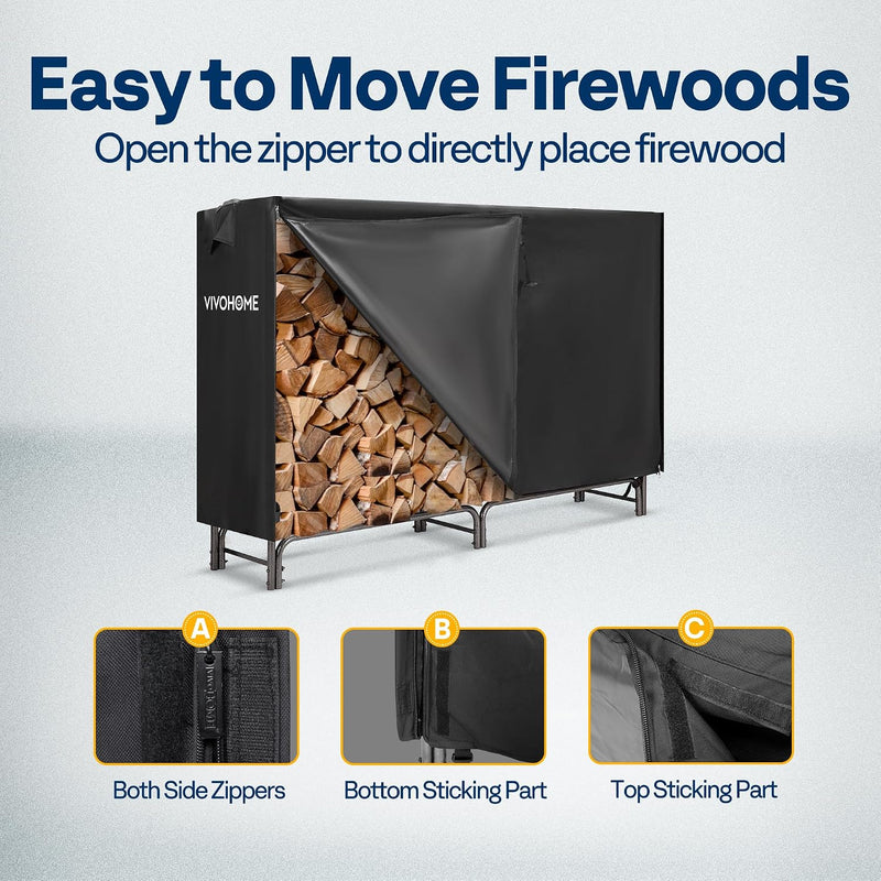 5FT Heavy Duty Firewood Rack with Cover Combo