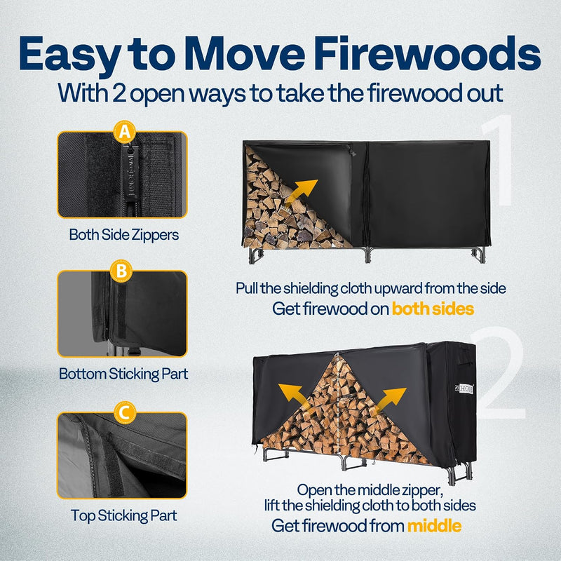 5FT Heavy Duty Firewood Rack with Cover Combo