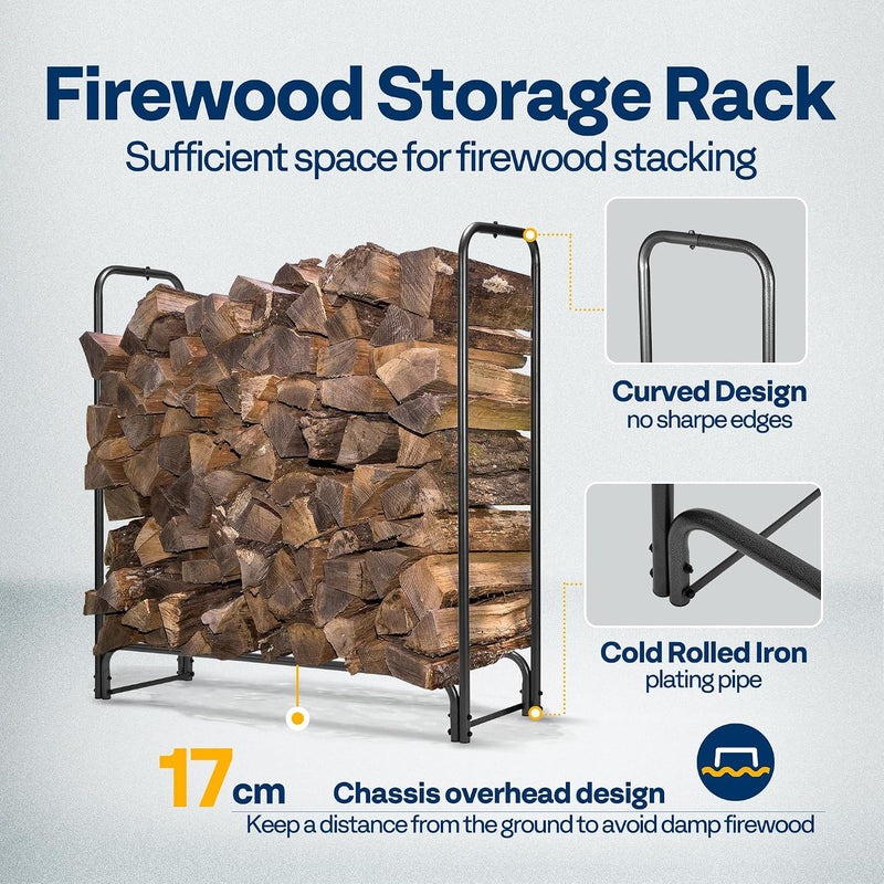 5FT Heavy Duty Firewood Rack with Cover Combo