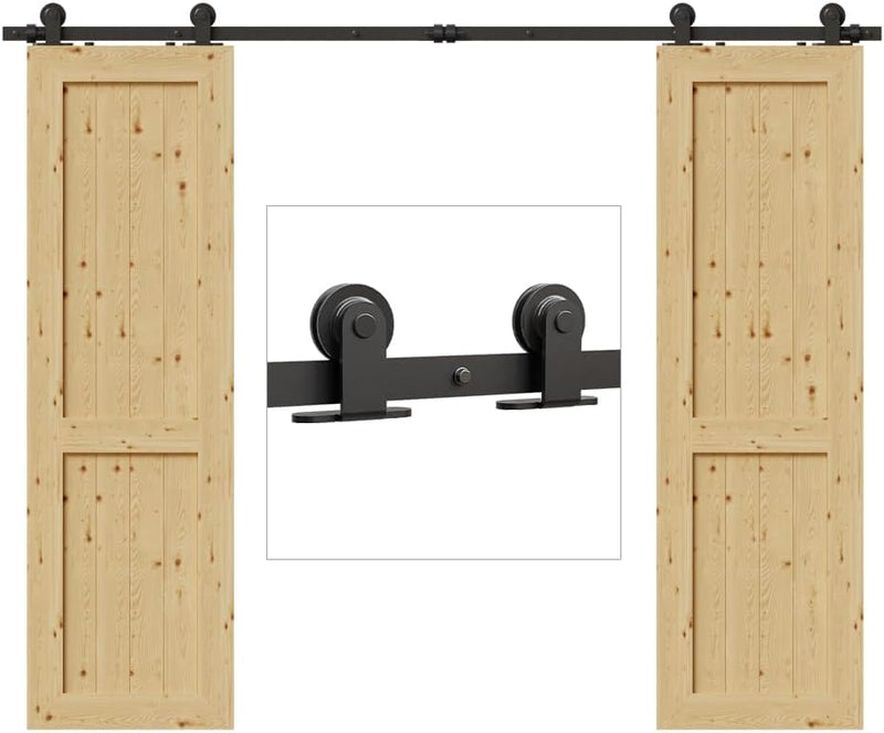 5FT Sliding Door Track Kit Barn Wood