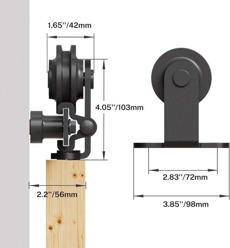 5FT Sliding Door Track Kit Barn Wood