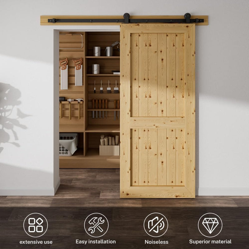 5FT Sliding Door Track Kit Barn Wood