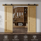 5FT Sliding Door Track Kit Barn Wood