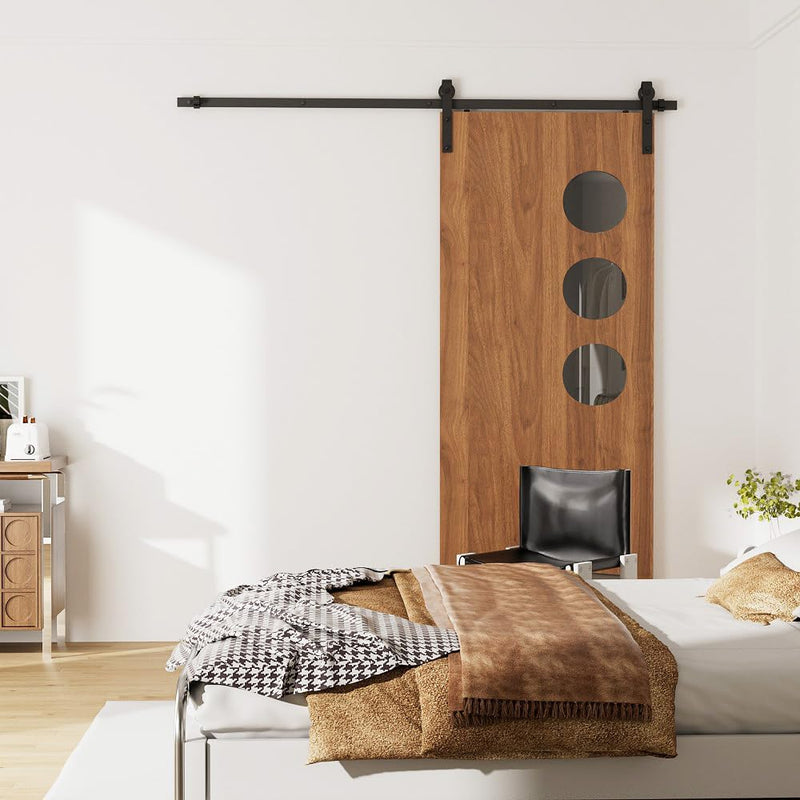 5FT Sliding Door Track Kit Barn Wood