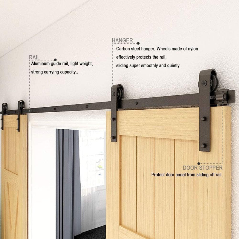 5FT Sliding Door Track Kit Barn Wood