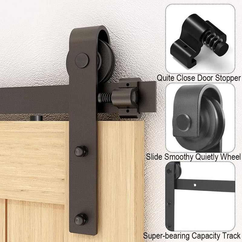 5FT Sliding Door Track Kit Barn Wood