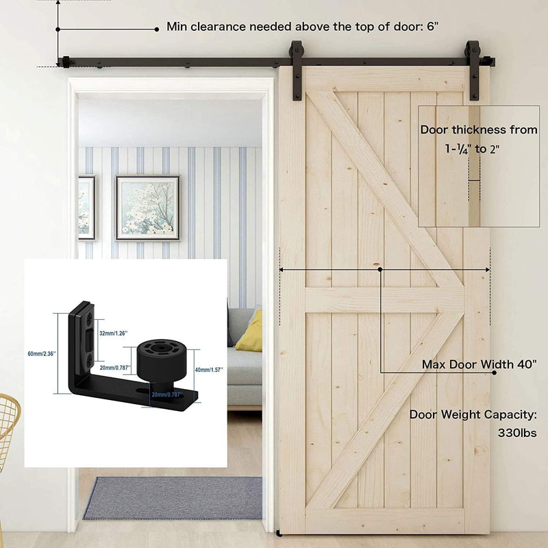 5FT Sliding Door Track Kit Barn Wood