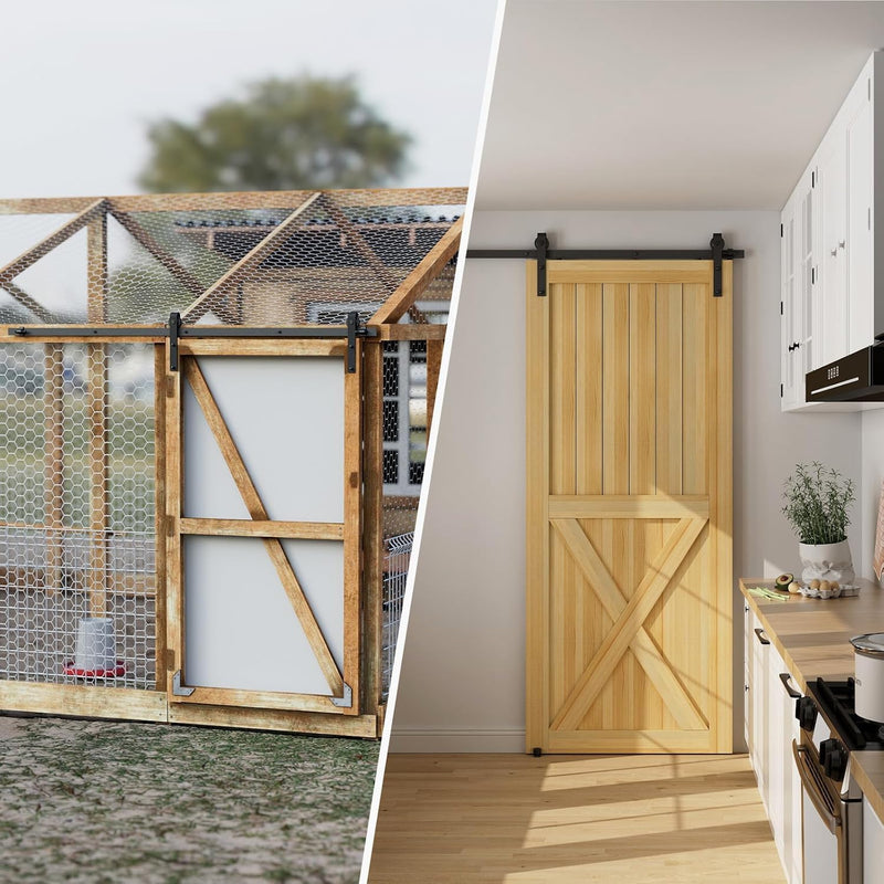 5FT Sliding Door Track Kit Barn Wood