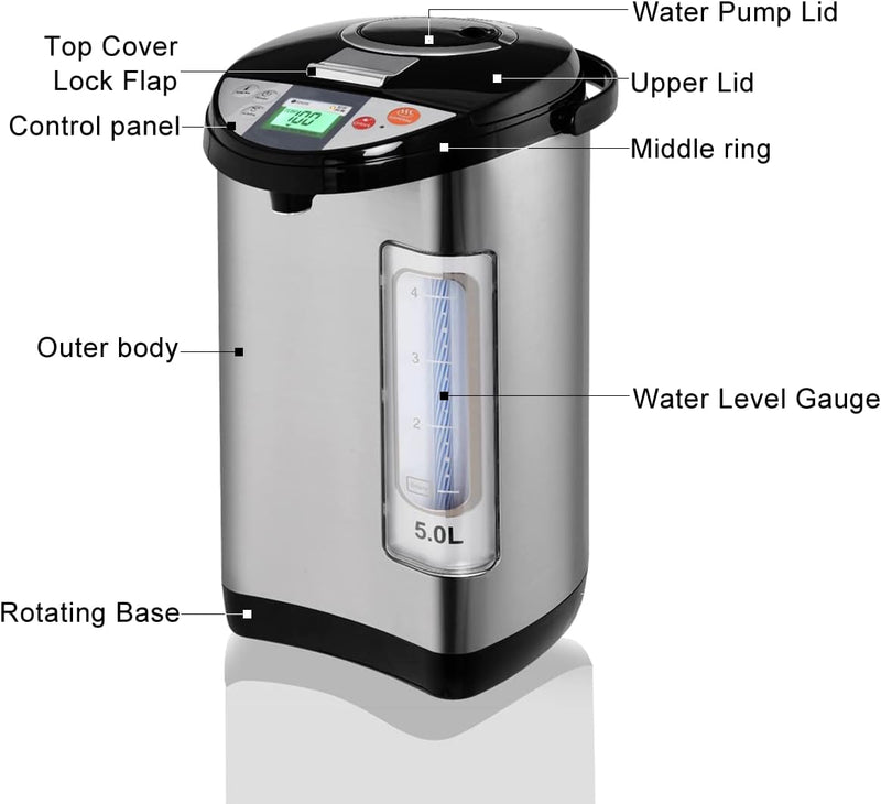 5L Hot Water Dispenser Stainless Steel Catering Urn