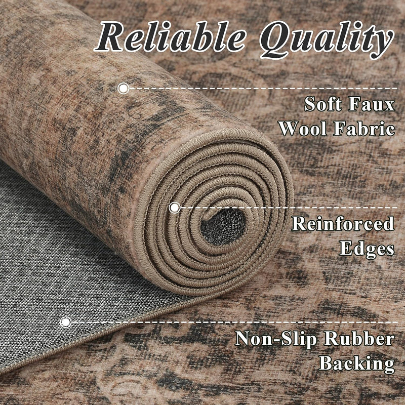 5x7 Vintage Washable Non-Slip Living Room Area Rug