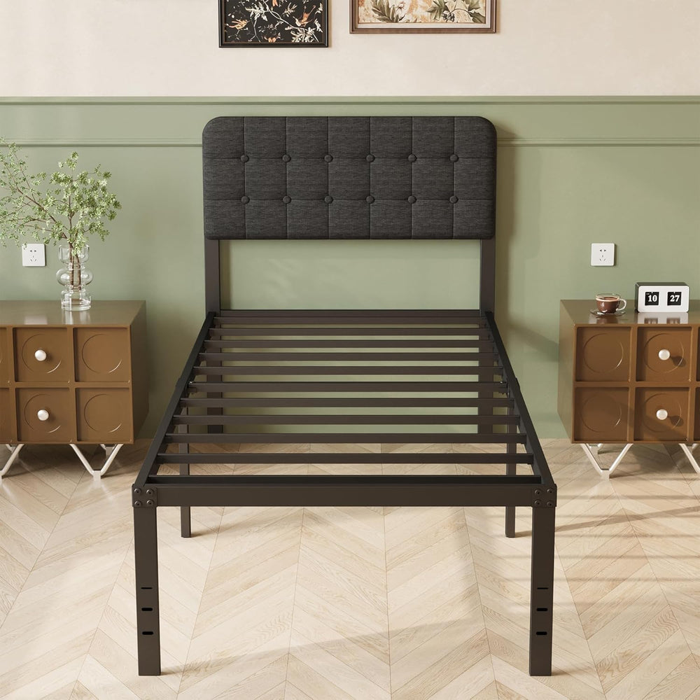 6 Bed Frame with Upholstered Headboard