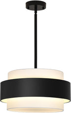 6- Chandelier Living Room Metal Drum Fabric Shade