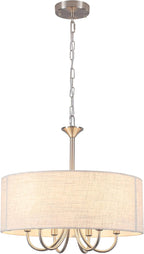 6- Chandelier Living Room Metal Drum Fabric Shade