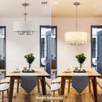6- Chandelier Living Room Metal Drum Fabric Shade