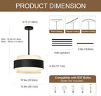 6- Chandelier Living Room Metal Drum Fabric Shade