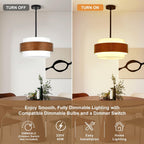 6- Chandelier Living Room Metal Drum Fabric Shade