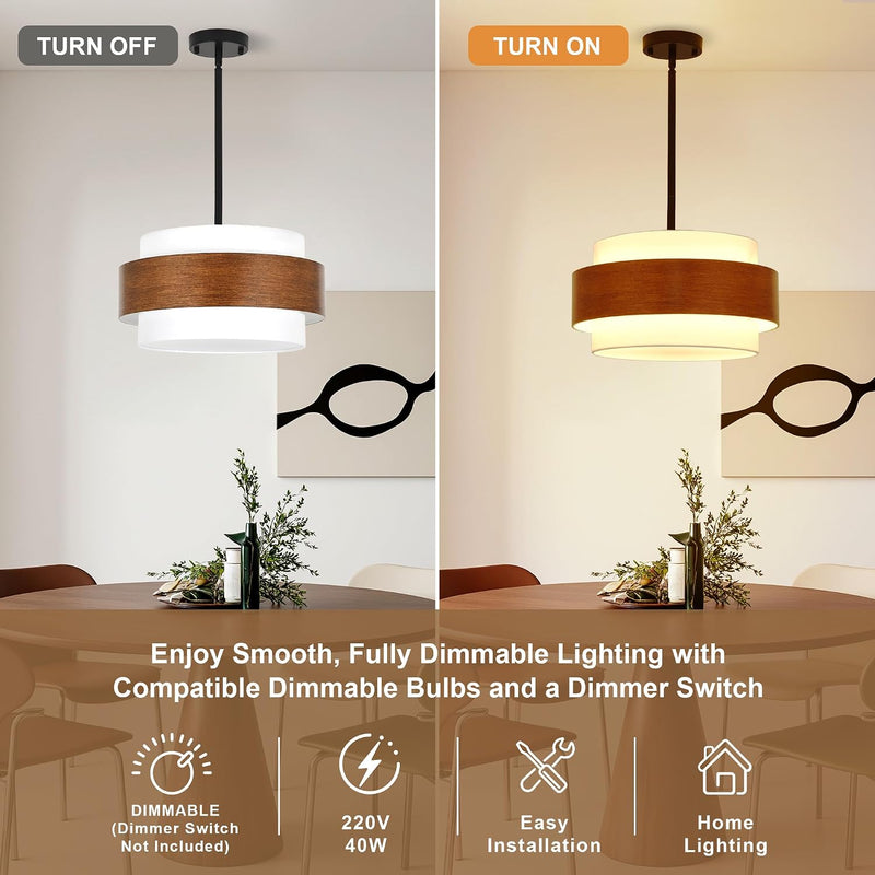 6- Chandelier Living Room Metal Drum Fabric Shade