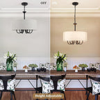 6- Chandelier Living Room Metal Drum Fabric Shade