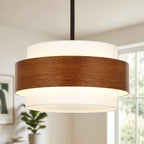 6- Chandelier Living Room Metal Drum Fabric Shade