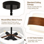 6- Chandelier Living Room Metal Drum Fabric Shade