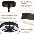 6- Chandelier Living Room Metal Drum Fabric Shade