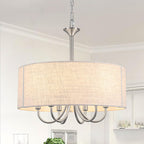 6- Chandelier Living Room Metal Drum Fabric Shade