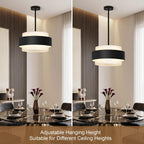 6- Chandelier Living Room Metal Drum Fabric Shade