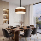 6- Chandelier Living Room Metal Drum Fabric Shade