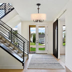 6- Chandelier Living Room Metal Drum Fabric Shade