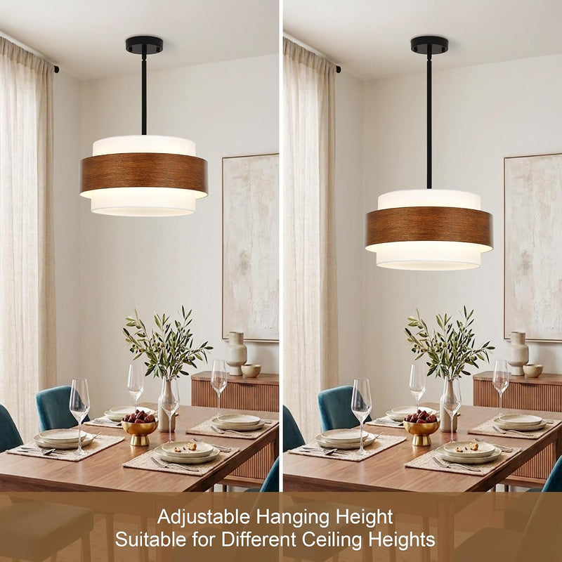 6- Chandelier Living Room Metal Drum Fabric Shade