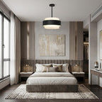 6- Chandelier Living Room Metal Drum Fabric Shade