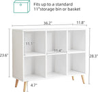 6-Cube Bookshelf 2 Tier Retro Bookcase with Legs
