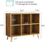 6-Cube Bookshelf 2 Tier Retro Bookcase with Legs