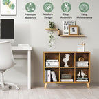 6-Cube Bookshelf 2 Tier Retro Bookcase with Legs