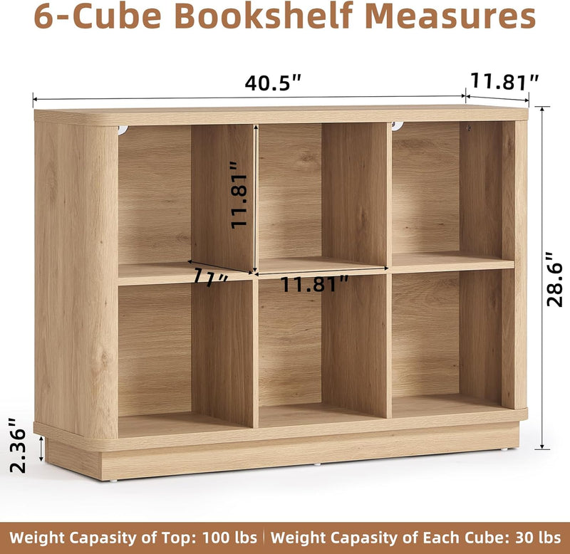 6 Cube Storage Bookcase 40" Wide Wooden Book