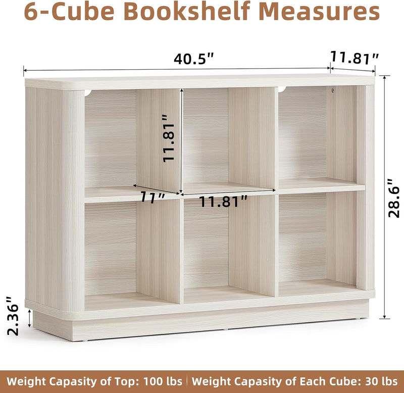6 Cube Storage Bookcase 40" Wide Wooden Book