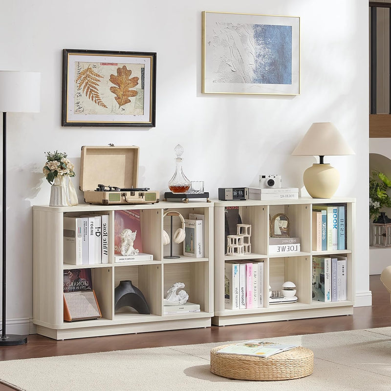 6 Cube Storage Bookcase 40" Wide Wooden Book