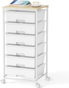 6-Drawer Craft Organiser Trolley Cart with Wooden Top