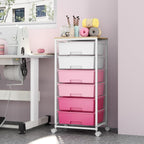 6-Drawer Craft Organiser Trolley Cart with Wooden Top