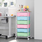 6-Drawer Craft Organiser Trolley Cart with Wooden Top