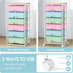 6-Drawer Craft Organiser Trolley Cart with Wooden Top