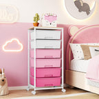 6-Drawer Craft Organiser Trolley Cart with Wooden Top
