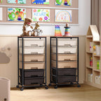 6-Drawer Craft Organiser Trolley Cart with Wooden Top