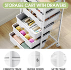 6-Drawer Craft Organiser Trolley Cart with Wooden Top